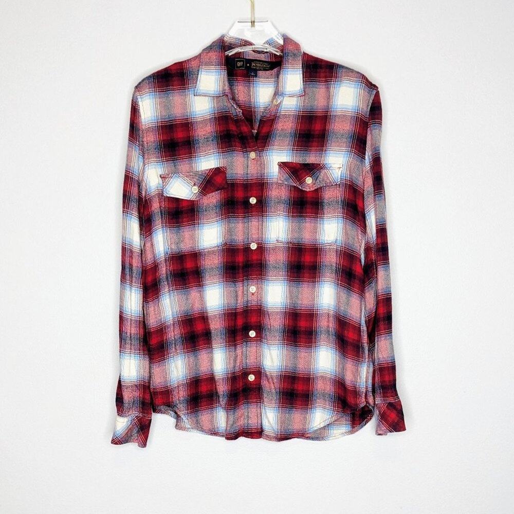 Gap Pendleton Red Gradient Plaid Button Down Shir… - image 1